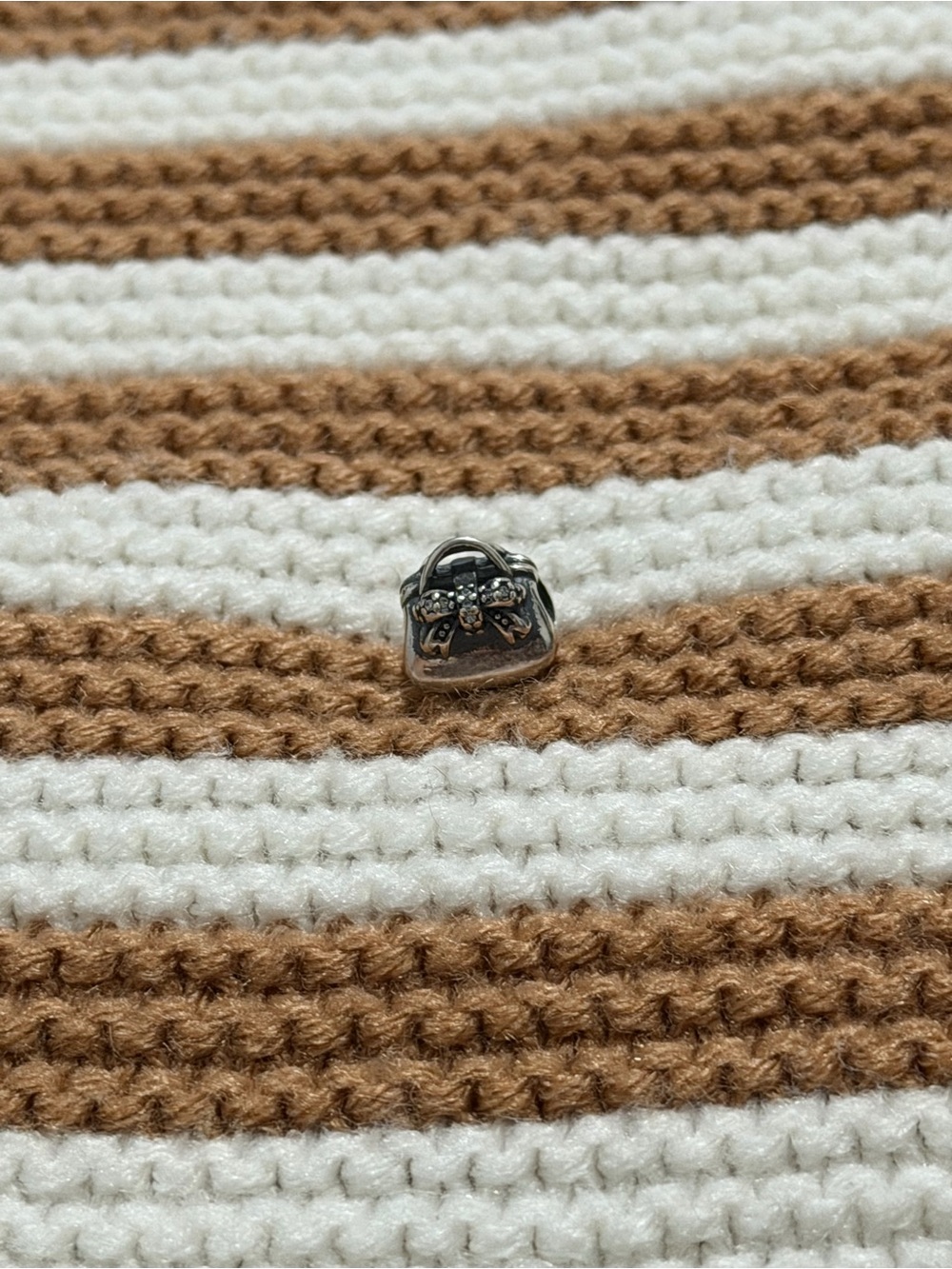 Pandora Silver Purse Charm with Bow Accents